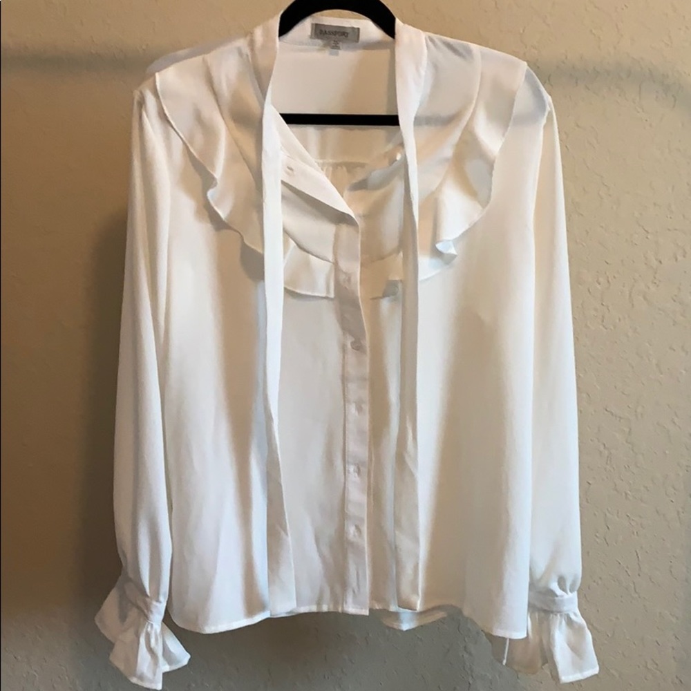 Passport long sleeve ruffle blouse
